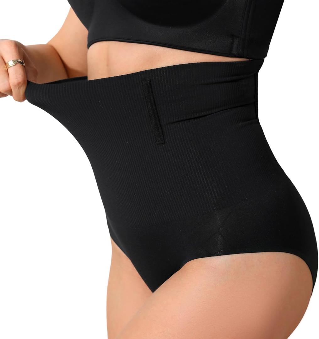 SOFIA'S CHOICE Tummy Control Thong Shapewear for Women High Waist Seamless Underwear Body Shaper Panty Girdle Beige, Large