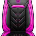 Comfortable Leather Auto Car Seat Covers 5 Seats Full Set Universal Fit (Black & Rose)