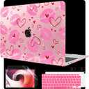 MEEgoodo for MacBook Air 13 inch Case 2021 2020 2019 2018 Released A2337 M1 A2179 A1932 with Touch ID, Plastic Hard Shell & Keyboard Cover Compatible with MacBook Air Case 13.3, Cute Kiss & Love