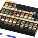 Expandable Metal Spice Drawer Organizer,3-Tier Slanted Seasoning Jars Tray for Kitchen Cabinet Drawers Insert/Countertop (Jars not included)-3Tier,1pack/Black