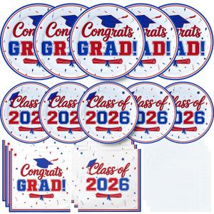 200pcs 2026 Graduation Plates and Napkins Set with Decorations Kit, for College High School Grad Party Decorations, Serve 50", Graduation Party Supplies