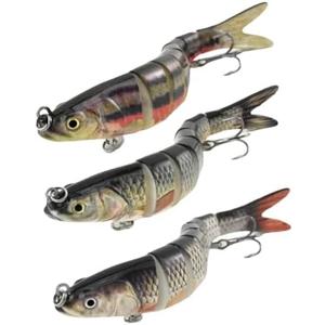 Pack of 2 UOZAZE Fishing Lures Swim Bait Freshwater and Saltwater, Glide Bait for bass, Trout Lifelike Jointed swimbait for Bass, ‎Slow Sinking Bass Fishing Lure, Gifts for Men, Trout Lures, Fishing Stuff