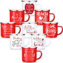 9 Pcs Teacher Appreciation Gift Bulk 12 oz Enamel Coffee Mug Teachers Thank You Gifts for Graduation End of Year Teacher Gift from Students School (Apple)