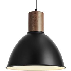 Modern Industrial Pendant Light Fixture, 11.6 inch Large Adjustable Ceiling Hanging Lamp with Hammered Metal Shade, Black Lantern Pendant Lighting for Kitchen Island, Dining Room, Coffee Bar