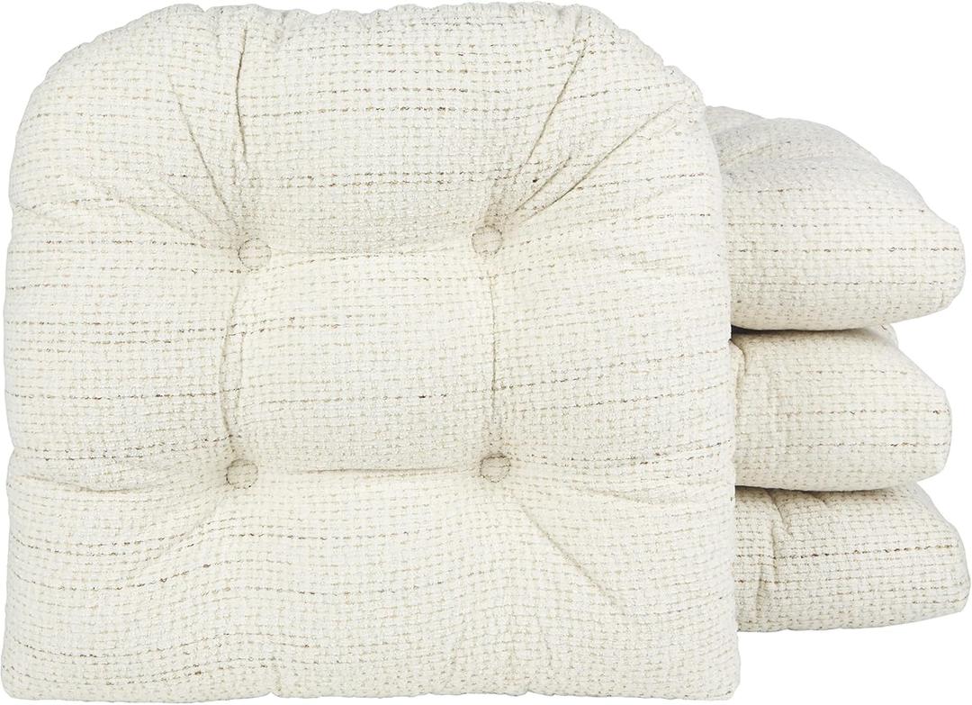 Klear Vu Gripper Overstuffed Universal Non-Slip Dining Chair Cushions for Kitchen Decor or Office Use, U-Shaped Skid-Proof Seat Pad, 15x15 Inches, 4 Count (Pack of 1), Waffle Birch