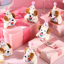 Gejoy 15 Pcs Birthday Small Stuffed Animal with Hat Mini Plush Toys for Student Classroom Reward Gifts Cute Soft Puppy Dog Toy Bulk Birthday Party Goodies Bag Fillers Party Decor