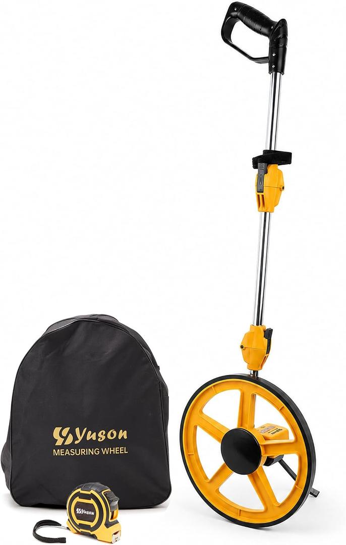 12 Inch Measuring Wheel in Feet with Stronger Triangle Bracket, Rolling Measuring Wheel for Construction, Digital Measure Wheel with Tape Measure and Canvas Carrying Bag, Up to 10000 Ft
