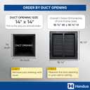 Fits 14x14 Duct Opening | Steel Return Air Filter Grille by Handua [Removable Door] for 1-inch Filters | Vent Cover Grill, Black | HVAC Cold Air Grille | Outer Size: 16 5/8"W X 15 5/8"H