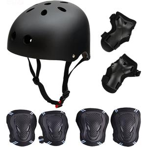 Skateboard/Skate Protection Pads Set with Helmet-SymbolLife Helmet with 6pcs Elbow Knee Wrist Pads for Kids Youths BMX/Cycling/Rollerblading for Head Black (Large 22.4-24.5 inch)