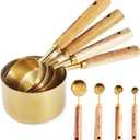 Measuring Cups and Spoons Set,Metal Measuring Spoons Set and Cups,Stainless Steel Measuring Cups Sppons Measure (Gold, 8Pcs)