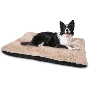 JOEJOY Dog Bed Crate Pad, Deluxe Plush Washable Dog Beds Fulffy Soft Kennel Pad Anti-Slip Pet Sleeping Mat for Medium Small Dogs, 29" x 21", Beige