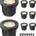 EDISHINE 8 Pack 4 Inch Low Voltage Landscape Lighting, 8W 3000K 600LM AC/DC Well Lights Landscape Led In-Ground,12-24V IP67 Waterproof Outdoor In Ground Lights for Pathway Driveway Yard Garden