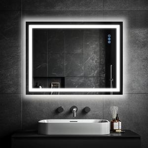 24"x 36" LED Bathroom Mirror with Lights, Anti-Fog, Dimmable, Lighted Bathroom Vanity Mirror with Tempered Glass, Memory Function, 3 Colors, Safe Use (Horizontal/Vertical) (36"L x 24"W, White (3 Light Modes))