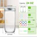 CARBLIN Wide Mouth Mason Jars 24 oz, 2 Pack 720ml Glass Canning Jars with Airtight Lids, Large Storage Jar with Labels Brush, Clear Mason Jars for Canning, Fermenting, Pickling, DIY Projects