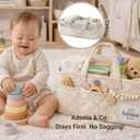 Adonia & Co Diaper Caddy Organizer Baby Essentials Organizer, Nursery Storage Basket for Diapers, Wipes & Newborn Essentials Portable, Machine Washable, Structured Design (Beige)
