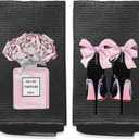 Pink Bathroom Towels Accessories Set of 2 Black and Light Pink High Heel Hand Towels Decor for Bathroom Kitchen Towel