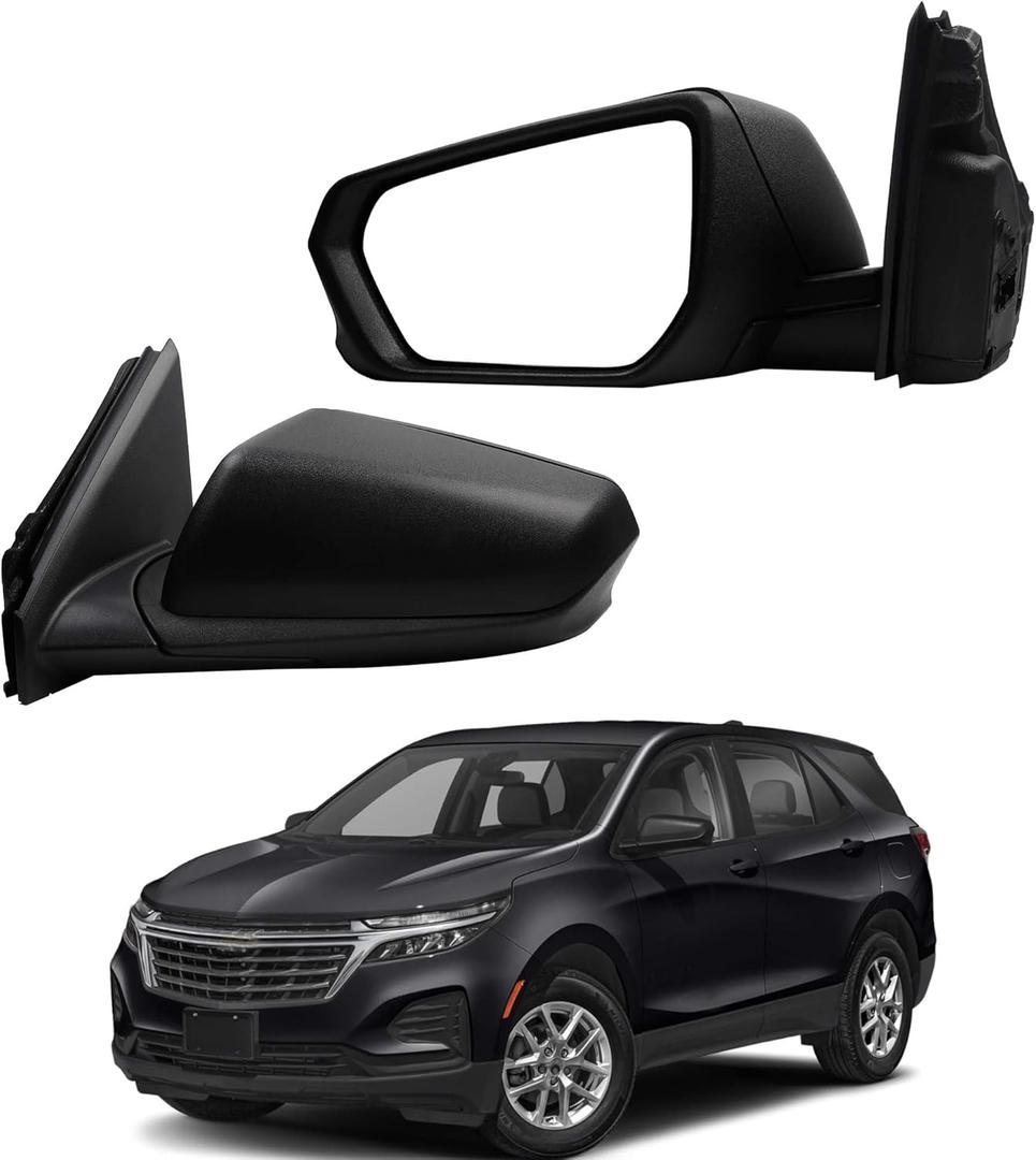 Dasbecan Driver Side Mirror Compatible With 2018-2023 Chevy Equinox GMC Terrain Left Rear View Mirror Black Texture Cover With Manual Folding/Heated/Power Glass Replace# GM1320560(5pins) (L-5Pin)