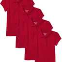 The Children's Place Girls Short Sleeve Ruffle Pique Polo,multipacks (Medium, Ruby)