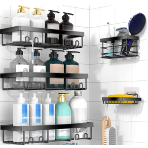 Moforoco Adhesive Shower Caddy Organizer Shelves Rack  5 Pack Corner Bathroom Storage Organization, Home & Kitchen Decor Inside RV Accessories, Hanging First Apartment Household Camper Essentials