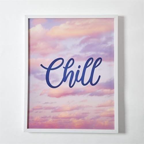 Urban Lifestyle Chill Framed Canvas Wall Art, Inspirational Quote with Pastel Sky Background,Decorative Canvas for Bedroom, Living Room, or Office, Modern Relaxing Aesthetic Décor
