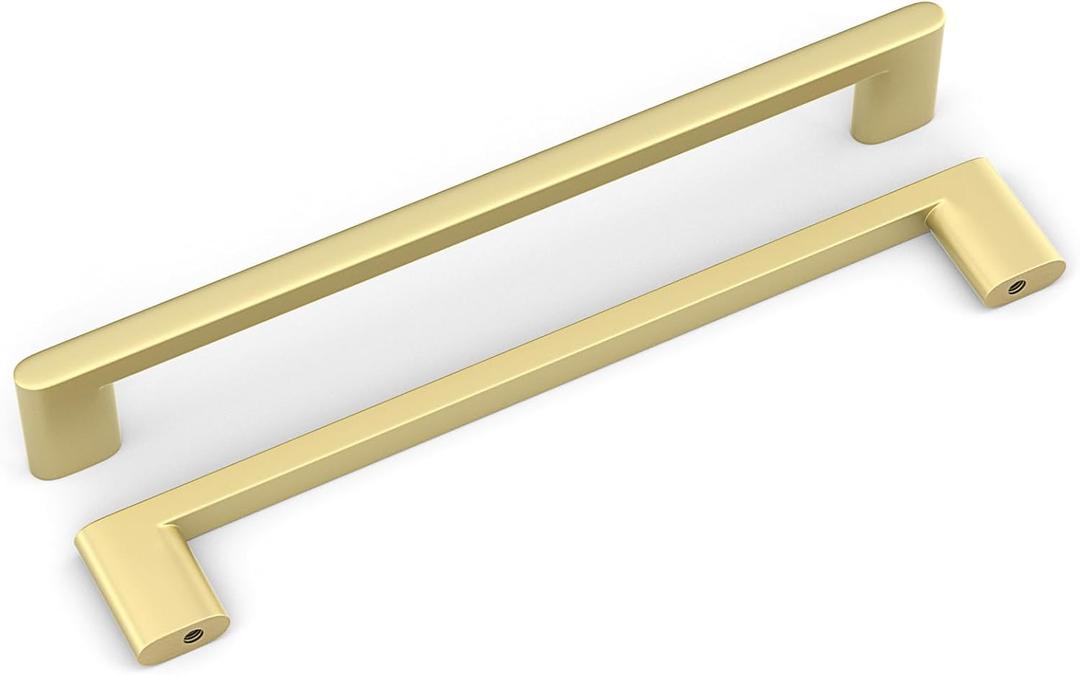 homdiy 5 Pack Matte Gold Cabinet Pulls 7-1/2 inch Hole Center Brushed Brass Kitchen Drawer Handles for Dresser Cupboard Living Room