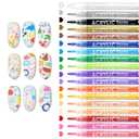 18 Colors Nail Art Pens Set Nail Polish Pens Nail Art Drawing Graffiti Marker Pen Quick Dry Waterproof Nail Art Painting Pens Kit for Home DIY Nail Art Design