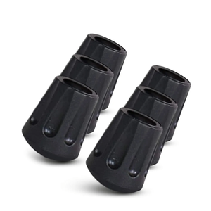 TrailBuddy Walking Stick Tips - Pack of 6 Replacement Rubber Cane Tips Fit Most Trekking & Hiking Poles w/Shock Absorption, Grip & Traction Protectors - 11mm Diameter