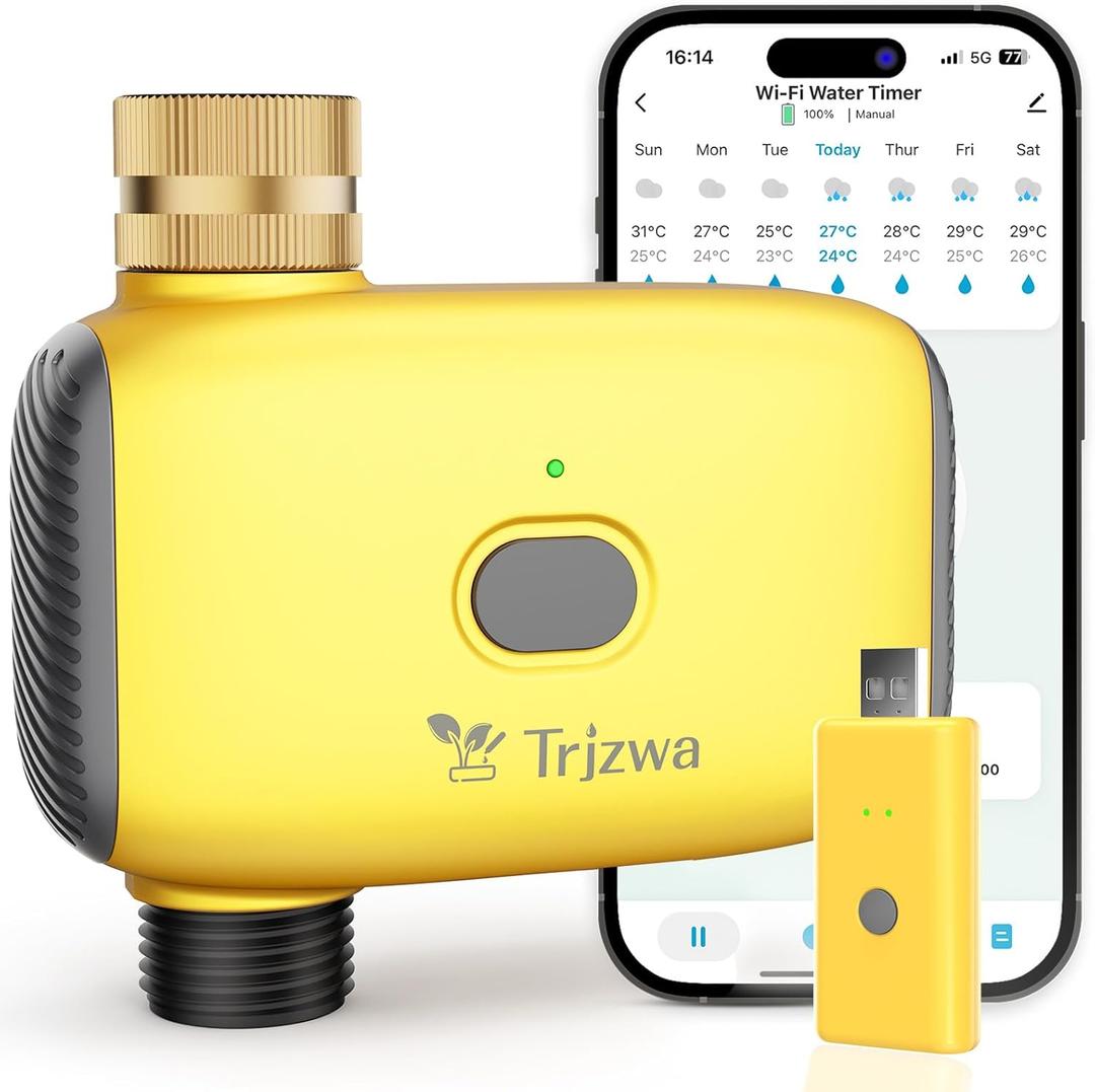 WiFi Water Timer for Garden WiFi Sprinkler Timer Outdoor Irrigation Timers 1 Outlet Brass Inlet Hose Timers with Rain Delay/Manual for Garden/Lawn/Yard Watering System