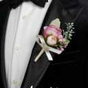 AuroraAria Dusty Rose Boutonniere for Men,Set of 6,Groom Boutonniere for Wedding,Anniversary,Homecoming,Formal Dinner Party,Wedding Decor,Artificial Dusty Rose Rose