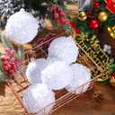 Threan 6 Pcs 3.93'' White Ball Christmas Ornaments Large Glitter Christmas Ball Ornament Sequin Foam Hanging Decorations for Xmas Wedding Party Holiday Decor