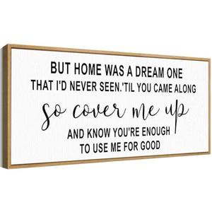 But Home Was A Dream Sign Canvas Framed Wall Art,Family Love Quotes Sign Wall Decor for Home Bedroom,Housewarming Gifts Wedding Gift for Friends Couple 31"×12"