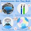 2 x Interactive Cat Toy Ball - Automatic Cat Toys for Indoor Cats with 3 Speeds Rechargeable Cat Toys for Small/Medium/Large Cats to Keep Them Busy (Blue)