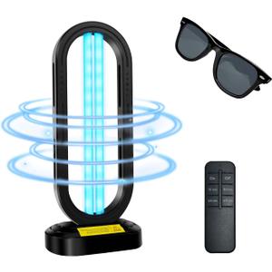 UV Light Sanitizer,4-Speed Timing and Remote Control UVC Home Disinfection Device,Portable Ultraviolet Light Sanitizer for Bed Bugs and Dust Mites,UV Lamp for Whole Room,Black