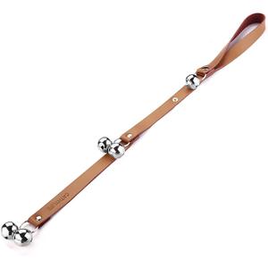 Leather Dog Doorbells for Door Knob, Adjustable Brass Potty Training Bells for Puppy to Go Outside, Easy Dog Door Bell for Potty Training