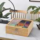 handrong Tea Box Organizer,Decorative Tea Storage,BambooTeas Bag Holder Organizer,Modern Teas Organizers and Storage with 9 Compartments for Coffee,Tee & Sugar Pods,Packets & More