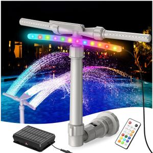 Solar Pool Fountain with Lights for Above Ground Pools,XJUGEZ Pool Lights with 9-Colors LED Lights and RF RemoteAbove Ground Pool Fountain 360 Adjustable Water Sprinkler with Two Splash Modes