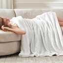 Striped Heated Blanket Throw Size - Fast Warming Electric Throw Blanket with 6 Heat Settings & 4 Hours Auto-Off, Ideal Gift for Her, 50"x60", Light Grey