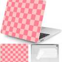 Seorsok Compatible with MacBook Air 13 Inch Case 2022 2021 2020-2018 Release A1932 A2179 M1 A2337 Touch ID,Exquisite Checkerboard Pattern Plastic Hard Shell Case with Keyboard Cover,Hot Pink Grid