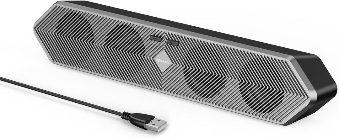PC Speaker for Computer, Wired USB Powered Bluetooth Computer Speakers with Stereo Clear Sound, Gaming Speakers Sound Bar for Computer Desktop PC Laptop Monitor, Bluetooth & USB Input Black