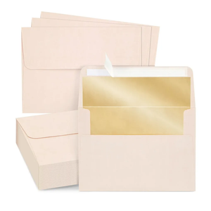 Best Paper Greetings 50 Pack Blush Pink 5x7 Envelopes for Invitations, Wedding - A7 Size with Bronze Lining and Self-Adhesive Peel and Stick Mailing Envelopes