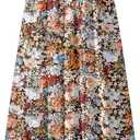 NASHALYLY Women's Chiffon Elastic High Waist Pleated A-Line Flared Maxi Skirts, Large