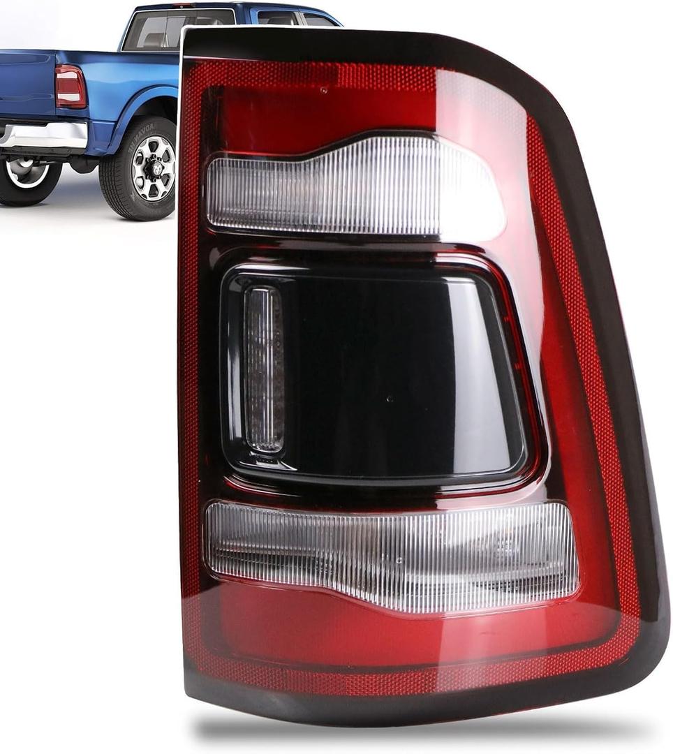 LED Tail Lights Black Cover w/o Blind Spot Detection Compatible With 2019-2023 Dodge Ram 2500 Right Passenger Side Replace:68361718AD