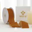 MEEDEE Cognac Velvet Ribbon 1.5 Inch Single Face Nylon Velvet Ribbon 10 Yards Spool Copper Ribbons for Christmas Tree, Gift Wrappig, Rustic Wreath, Velvet Bow, Hair Bows Supply, Home Decor