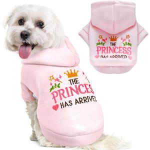 Small Dog Hoodie Clothes Cute Pink Princess Fleece Dog Sweater for Small Dogs Cats Girl Warm Puppy Sweatshirt with Leash D Ring Fall Winter XS Pet Outfits Chihuahua Yorkie Shihtzu(Pink,XS)