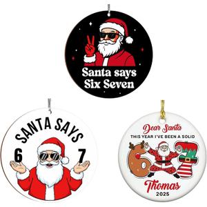 3PCS 67 Meme Funny Christmas Ornaments 2025, 6 7 Ornament, Santa Ornaments for Christmas Tree, 6 7 Acrylic Ornament, 67 Gifts for Teen (A)