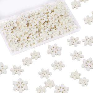 Tiny Resin Snowflakes Embellishment Christmas Decorative Snowflake Decor Small White Snow Shaped Flatback Charms Ornaments with Box, 3 Sizes