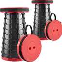 Doseno Upgraded Foldable Stool Thickened, Portable Collapsible Stool Retractable Stool for Fishing, Hiking Tours, BBQ, Parties, Outdoor Activities (Red, 2pack)