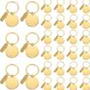PATIKIL Stainless Steel Engraving Keychain Blanks, 30Pcs Metal Laser Engravable Stamping Blanks Key Ring Tags with Hanging Tag for DIY Keychain, Craft, Gold Tone(Round)