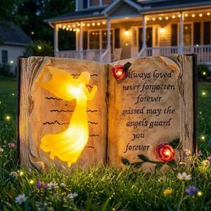 Outdoor Solar Angel Garden Stakes Lights - Praying Guardian Angel Figurines, Waterproof Memorial Grave Decorations Gifts for Cemetery Outdoors Lawn Yard Patio Home Decor