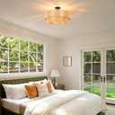 20" Boho Semi Flush Mount Ceiling Light Rattan Light Fixture